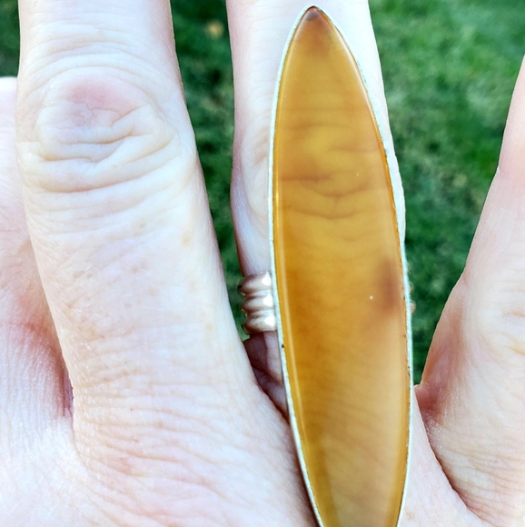 New Huge Chalcedony 925 Silver Ring. - Picture 2 of 12
